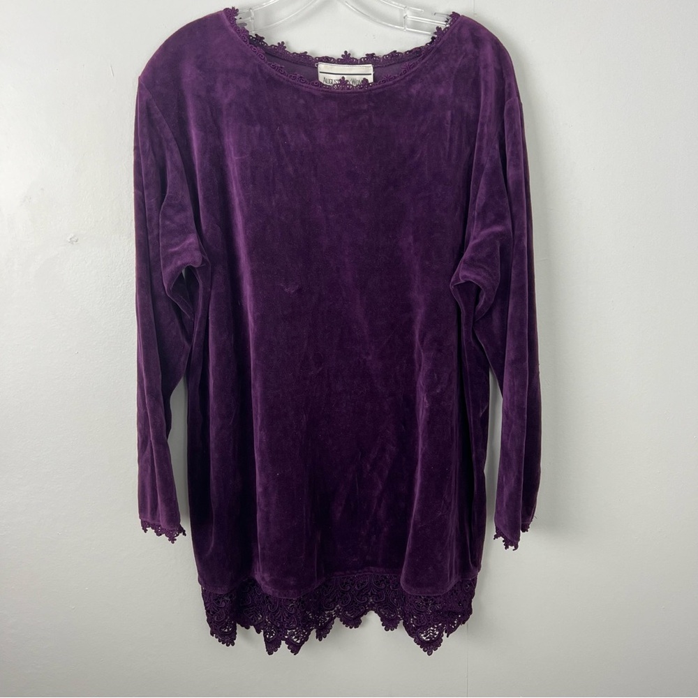 Vintage Velvet Lace Purple Blouse